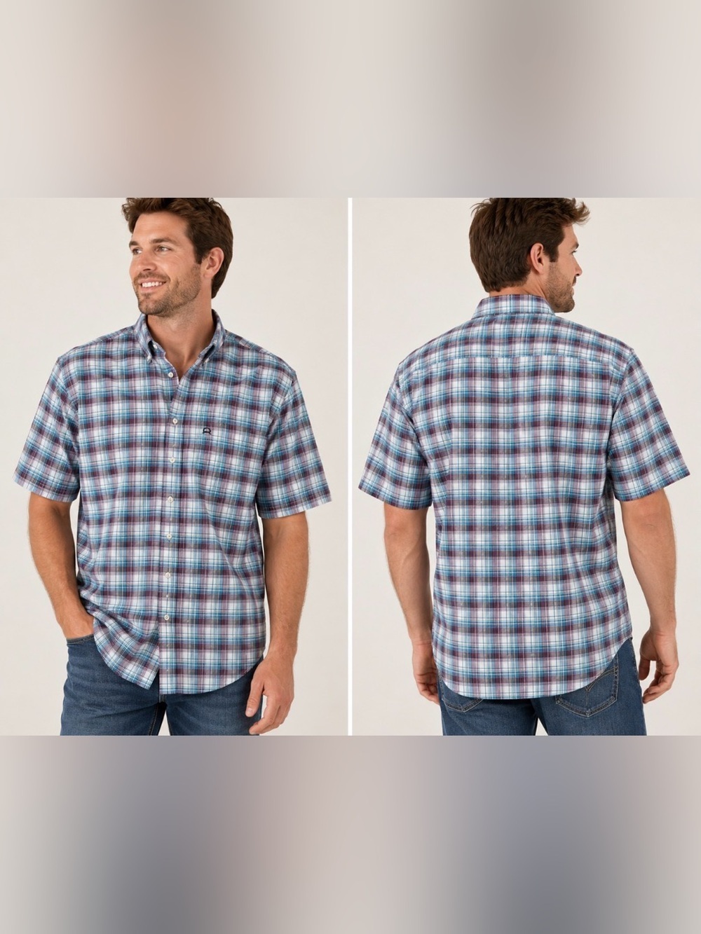 Cinch Western Plaid Shirt Mens XL Blue Purple Pearl Snap Cowboy Rodeo‎ Shirt